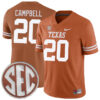 Earl Campbell Texas Longhorns Football Orange Home Game Stitched Jersey w/ SEC Patch