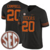 Earl Campbell Texas Longhorns Football Black Alternate Game Stitched Jersey w/ SEC Patch