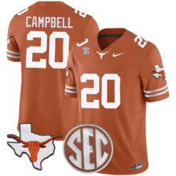 Earl Campbell Texas Longhorns Football Orange Vapor F.U.S.E Limited Stitched Jersey w/ SEC Patch