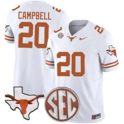 Earl Campbell Texas Longhorns Football White Vapor F.U.S.E Limited Stitched Jersey w/ SEC Patch
