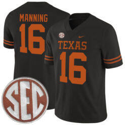 Arch Manning Texas Longhorns Football Black Alternate Game Stitched Jersey w/ SEC Patch