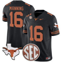 Arch Manning Texas Longhorns Football Black Vapor F.U.S.E Limited Stitched Jersey w/ SEC Patch