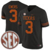 Quinn Ewers Texas Longhorns Football Black Alternate Game Stitched Jersey w/ SEC Patch