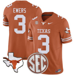Quinn Ewers Texas Longhorns Football Orange Vapor F.U.S.E Limited Stitched Jersey w/ SEC Patch
