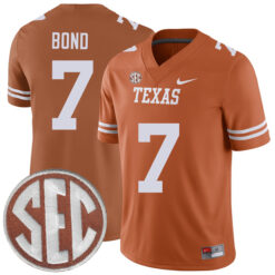 Isaiah Bond Texas Longhorns Football Orange Home Game Stitched Jersey w/ SEC Patch