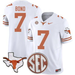 Isaiah Bond Texas Longhorns Football White Vapor F.U.S.E Limited Stitched Jersey w/ SEC Patch