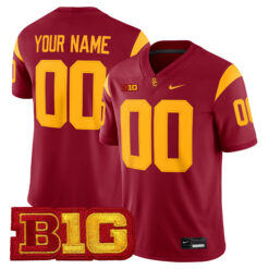 Custom USC Trojans Football Cardinal Game Stitched Jersey w/ B1G Patch