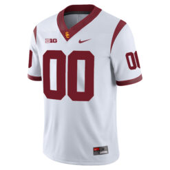 Alternative view of Custom USC Trojans Football White Game Stitched Jersey w/ B1G Patch
