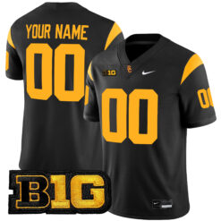 Custom USC Trojans Football Black Game Stitched Jersey w/ B1G Patch