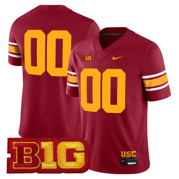 Custom USC Trojans Football Cardinal Alternate Game Stitched Jersey w/ B1G Patch