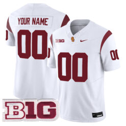 Custom USC Trojans Football White Vapor F.U.S.E Limited Stitched Jersey w/ B1G Patch