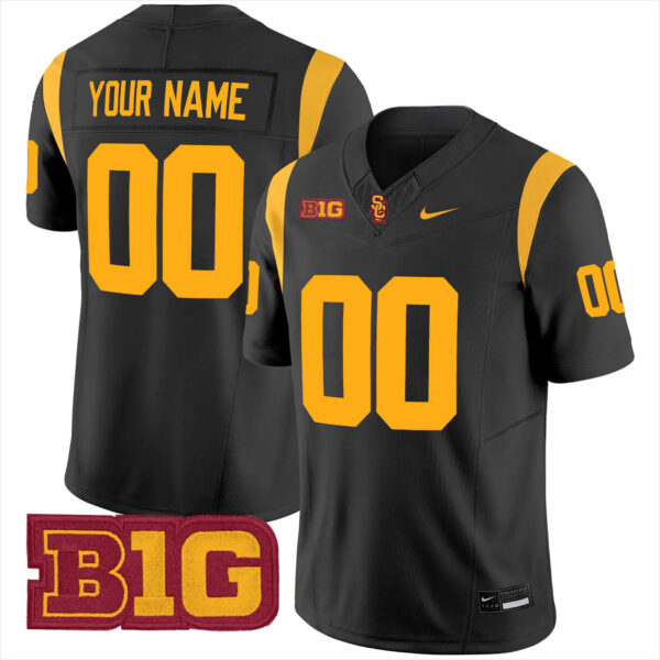 Custom USC Trojans Football Black Vapor F.U.S.E Limited Stitched Jersey w/ B1G Patch