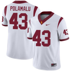 Troy Polamalu USC Trojans Football White Away Game Stitched Jersey