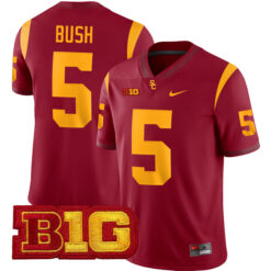 Reggie Bush USC Trojans Football Cardinal Home Game Stitched Jersey w/ B1G Patch