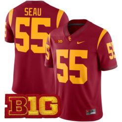 Junior Seau USC Trojans Football Cardinal Home Game Stitched Jersey w/ B1G Patch