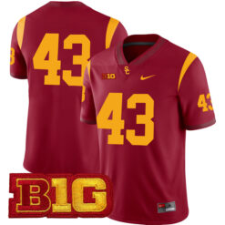 Troy Polamalu USC Trojans Football Cardinal Home Stitched Jersey w/ B1G Patch