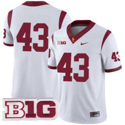 Troy Polamalu USC Trojans Football White Away Stitched Jersey w/ B1G Patch