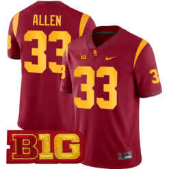 Marcus Allen USC Trojans Football Cardinal Home Game Stitched Jersey w/ B1G Patch