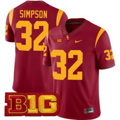 OJ Simpson USC Trojans Football Cardinal Home Game Stitched Jersey w/ B1G Patch