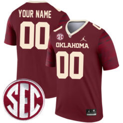 Custom Oklahoma Sooners Football Legend Crimson Stitched Jersey w/ SEC Patch