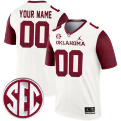Custom Oklahoma Sooners Football Legend White Stitched Jersey w/ SEC Patch