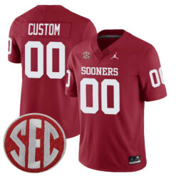 Custom Oklahoma Sooners Football Crimson Stitched Jersey w/ SEC Patch