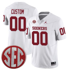 Custom Oklahoma Sooners Football White Stitched Jersey w/ SEC Patch