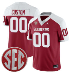 Custom Oklahoma Sooners Football Alternate Crimson Stitched Jersey w/ SEC Patch