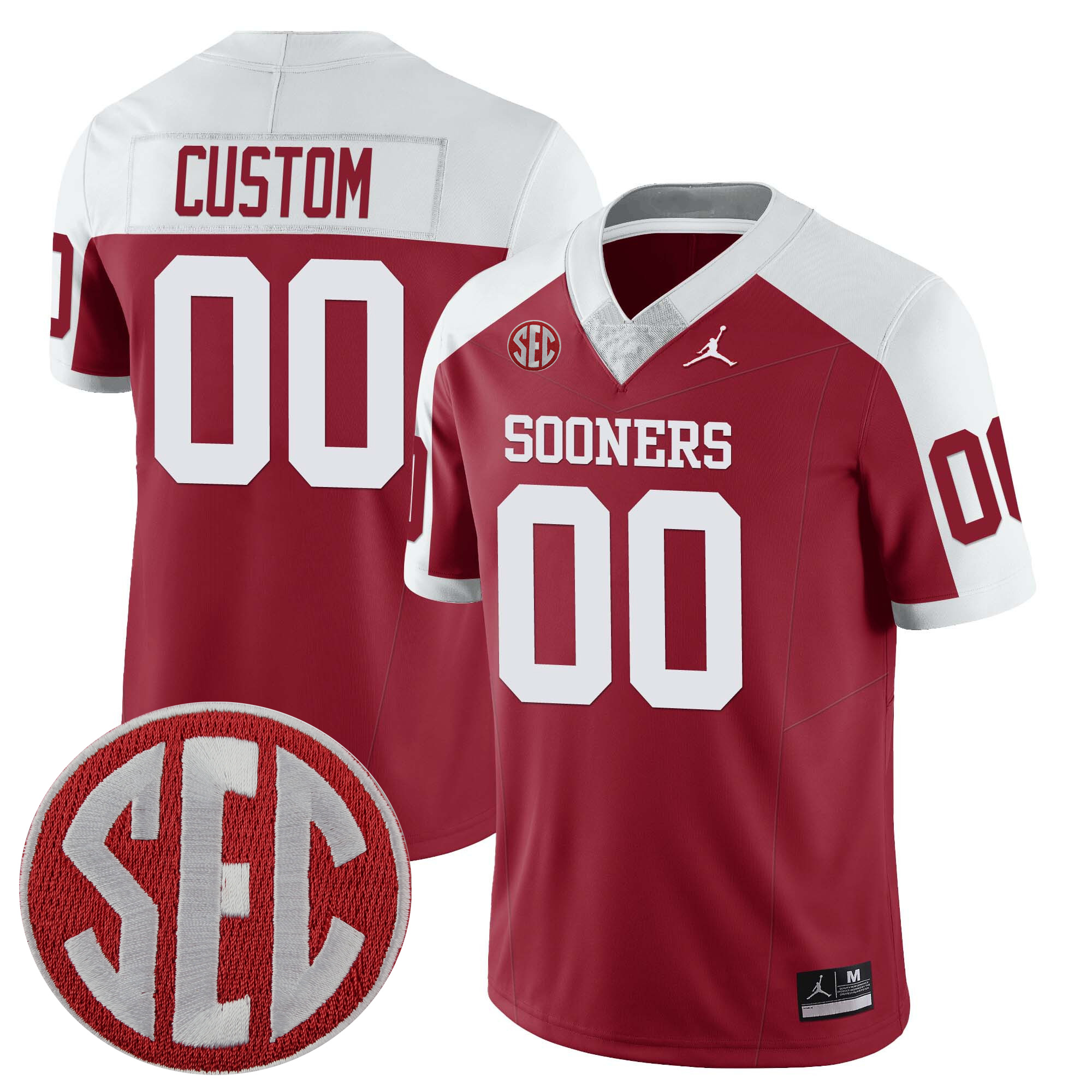 Custom Oklahoma Sooners Football Alternate Crimson Stitched Jersey w/ SEC Patch