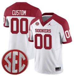 Custom Oklahoma Sooners Football Alternate White Stitched Jersey w/ SEC Patch
