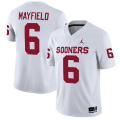 Baker Mayfield Oklahoma Sooners Football White Away Stitched Jersey