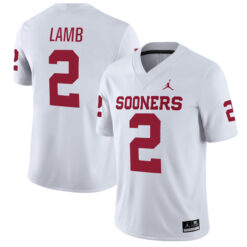 CeeDee Lamb Oklahoma Sooners Football White Away Stitched Jersey