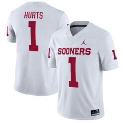 Jalen Hurts Oklahoma Sooners Football White Away Stitched Jersey