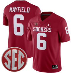 Baker Mayfield Oklahoma Sooners Football Crimson Home Stitched Jersey w/ SEC Patch