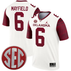Baker Mayfield Oklahoma Sooners Football White Legend Stitched Jersey w/ SEC Patch