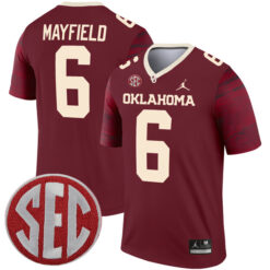 Baker Mayfield Oklahoma Sooners Football Crimson Legend Stitched Jersey w/ SEC Patch