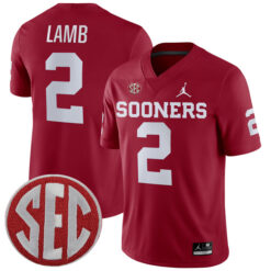CeeDee Lamb Oklahoma Sooners Football Crimson Home Stitched Jersey w/ SEC Patch