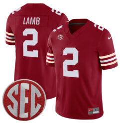 CeeDee Lamb Oklahoma Sooners Football Crimson Alternate Stitched Jersey w/ SEC Patch