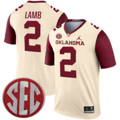 CeeDee Lamb Oklahoma Sooners Football Cream Legend Stitched Jersey w/ SEC Patch