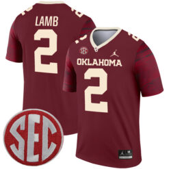 CeeDee Lamb Oklahoma Sooners Football Crimson Legend Stitched Jersey w/ SEC Patch
