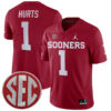 Jalen Hurts Oklahoma Sooners Football Crimson Home Stitched Jersey w/ SEC Patch