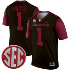 Jalen Hurts Oklahoma Sooners Football Black Legend Stitched Jersey w/ SEC Patch