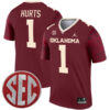 Jalen Hurts Oklahoma Sooners Football Crimson Legend Stitched Jersey w/ SEC Patch