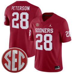Adrian Peterson Oklahoma Sooners Football Crimson Home Stitched Jersey w/ SEC Patch