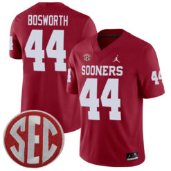 Brian Bosworth Oklahoma Sooners Football Crimson Home Stitched Jersey w/ SEC Patch