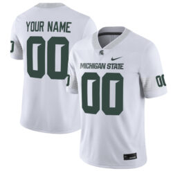 Custom Michigan State Spartans Football White Game Stitched Jersey