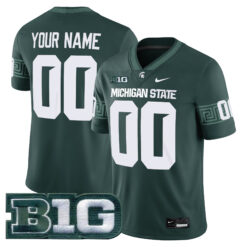 Custom Michigan State Spartans Football Green Game Stitched Jersey w/ B1G Patch