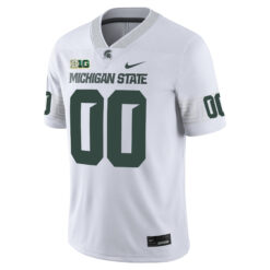 Alternative view of Custom Michigan State Spartans Football White Game Stitched Jersey w/ B1G Patch