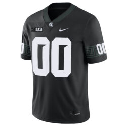 Alternative view of Custom Michigan State Spartans Football Black Game Stitched Jersey w/ B1G Patch