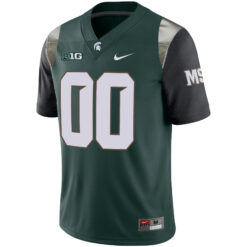 Alternative view of Custom Michigan State Spartans Football Green Alternate Game Stitched Jersey w/ B1G Patch
